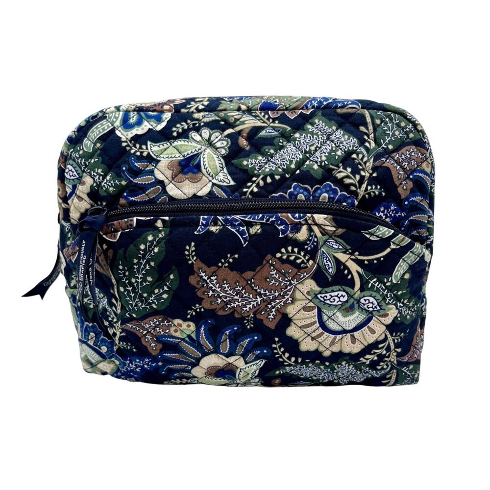 Vera Bradley Blue Large Cosmetic Makeup Organizer Bag